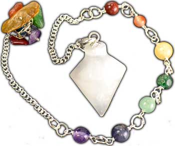 Selenite 7 Chakra pendulum - Click Image to Close